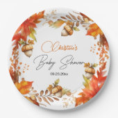 Elegante Herfst Boho Floral Baby shower Papieren Bordje (Voorkant)
