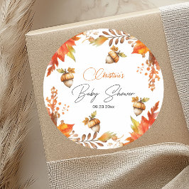 Elegante Herfst Boho Floral Baby shower Ronde Sticker