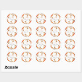 Elegante Herfst Boho Floral Baby shower Ronde Sticker (Vel)