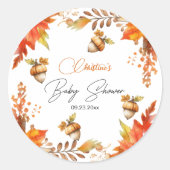 Elegante Herfst Boho Floral Baby shower Ronde Sticker (Voorkant)