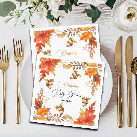 Elegante Herfst Boho Floral Baby shower Servet