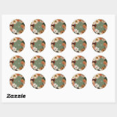 Elegante Herfst Boho Wilde Bloem Bruilofts Monogra Ronde Sticker (Vel)