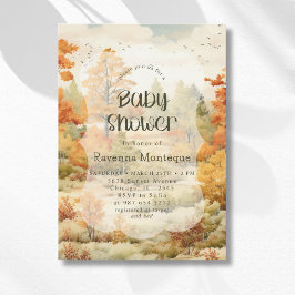 Elegante herfst bos waterverf baby shower kaart