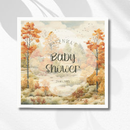 Elegante herfst bos waterverf baby shower servet