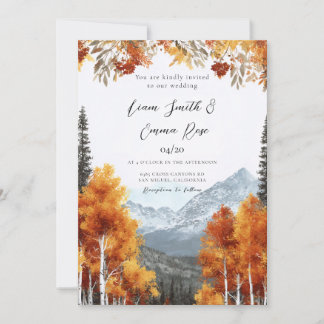 Elegante herfst bos waterverf bruiloft kaart