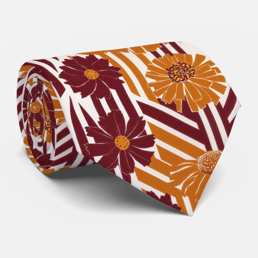 Elegante herfst botanisch geometrisch patroon stropdas (Opgerold)