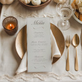 Elegante Herfst Botanisch Ivoor & Ash Trouwdiner Menu