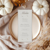 Elegante Herfst Botanisch Ivoor & Ash Trouwdiner Menu