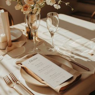 Elegante Herfst Botanisch Ivoor & Ash Trouwdiner Menu