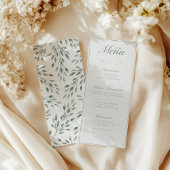 Elegante Herfst Botanisch Ivoor & Sage Trouwdiner Menu