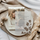 Elegante Herfst Botanische Ash Overlay Wedding Vellum Uitnodigingen
