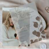 Elegante Herfst Botanische Ash Overlay Wedding Vellum Uitnodigingen