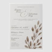 Elegante Herfst Botanische Ash Overlay Wedding Vellum Uitnodigingen (Voorkant)