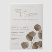Elegante Herfst Botanische Ash Overlay Wedding Vellum Uitnodigingen (Voorkant)