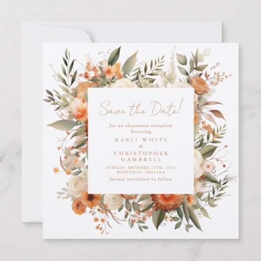 Elegante herfst botanische bloem Bewaar de datum Save The Date (Voorkant)