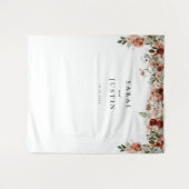 Elegante herfst Botanische Bloemen Bruiloft Achter Wandkleed (Voorkant (horizontaal))