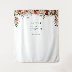 Elegante herfst Botanische Bloemen Bruiloft Achter Wandkleed