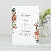 Elegante herfst botanische bloemrijke bruiloft uit kaart (Staand voorkant)
