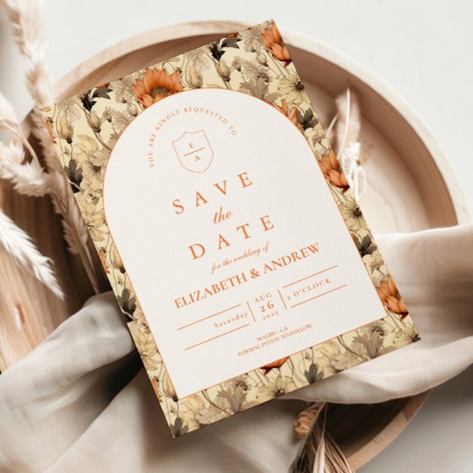 Elegante herfst botanische bruiloft save the date
