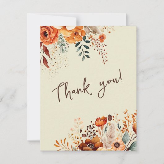 Elegante herfst botanische foto bruiloft bedankkaart (Voorkant)