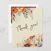 Elegante herfst botanische foto bruiloft bedankkaart (Voorkant / Achterkant)