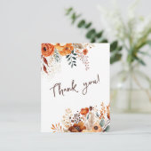 Elegante herfst botanische foto bruiloft bedankkaart (Staand voorkant)