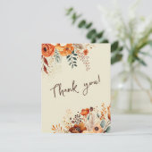 Elegante herfst botanische foto bruiloft bedankkaart (Staand voorkant)