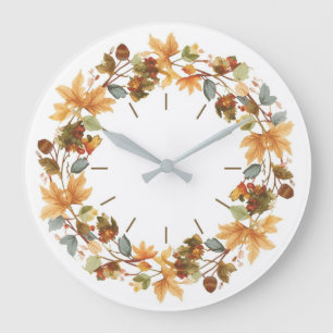 Elegante herfst botanische krans waterverf klok