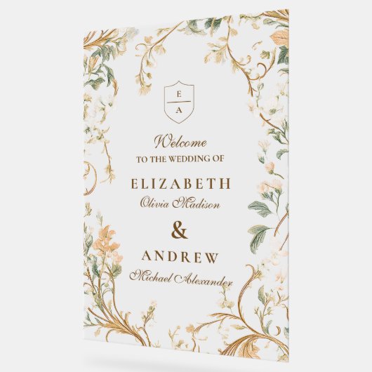 Elegante herfst Botanische Lijst bruiloft Acryl Bord (Hoek)