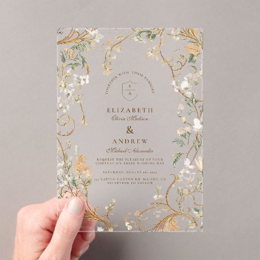 Elegante herfst Botanische Lijst bruiloft Acryl Uitnodigingen (Insitu (Draagbaar))