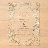 Elegante herfst Botanische Lijst bruiloft Acryl Uitnodigingen (Voorkant)