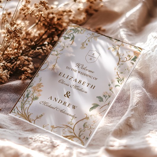 Elegante herfst Botanische Lijst bruiloft Acryl Uitnodigingen