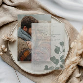 Elegante Herfst botanische salie overlay bruiloft Vellum Uitnodigingen