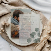 Elegante Herfst botanische salie overlay bruiloft Vellum Uitnodigingen