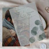 Elegante Herfst botanische salie overlay bruiloft Vellum Uitnodigingen