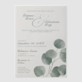 Elegante Herfst botanische salie overlay bruiloft Vellum Uitnodigingen (Voorkant)
