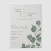 Elegante Herfst botanische salie overlay bruiloft Vellum Uitnodigingen (Voorkant)