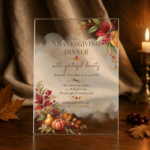 Elegante herfst botanische Thanksgiving-diner Acryl Uitnodigingen
