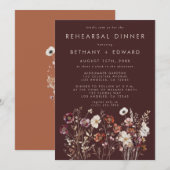 Elegante Herfst Brown Floral Repetitie Diner Kaart (Voorkant / Achterkant)