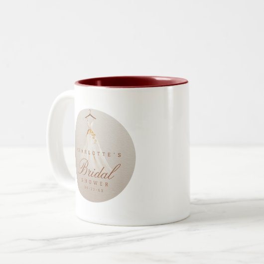 Elegante herfst bruidsfeest mok met jurk grafische (Voorkant links)