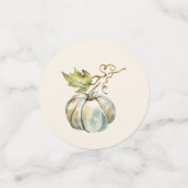 Elegante herfst bruidsmeisjesfeest pompoen kalligr confetti (Kleine voorkant)