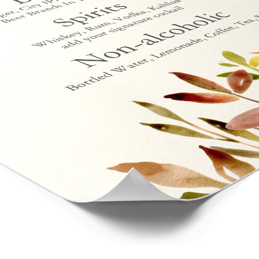 Elegante herfst bruiloft aangepaste herfst bladere poster (Hoek)