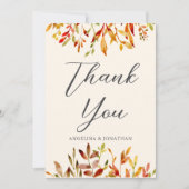 Elegante herfst bruiloft aangepaste val bladeren bedankkaart (Voorkant)