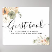 Elegante herfst bruiloft gastenboek teken | Waterv Poster (Voorkant)