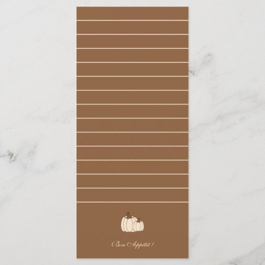 Elegante herfst bruiloft menu Kaart (Achterkant)