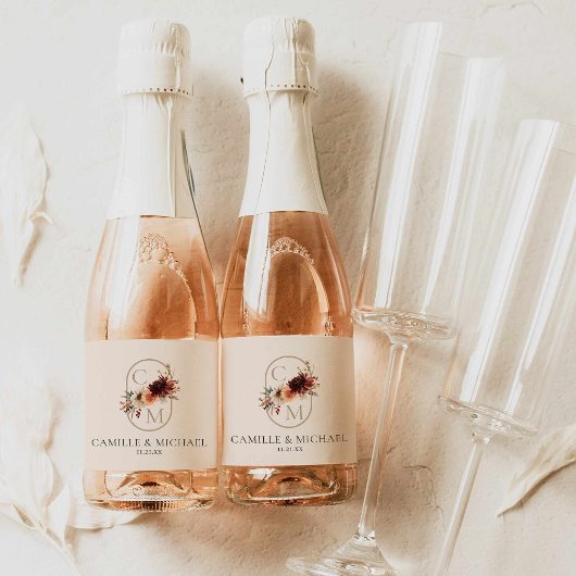 Elegante herfst bruiloft mini champagnefles labels sparkling wijnetiket