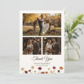 Elegante herfst bruiloft plat dank u kaart (Staand voorkant)