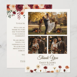 Elegante herfst bruiloft plat dank u kaart