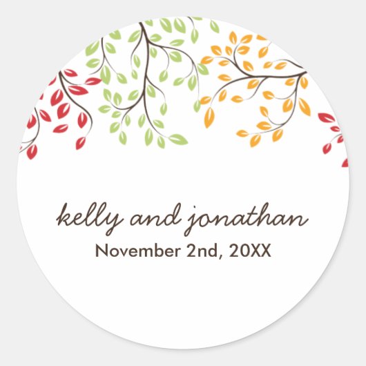 Elegante herfst bruiloft Stickers (Voorkant)
