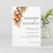 Elegante herfst bruiloft uitnodiging Cascading boe (Staand voorkant)